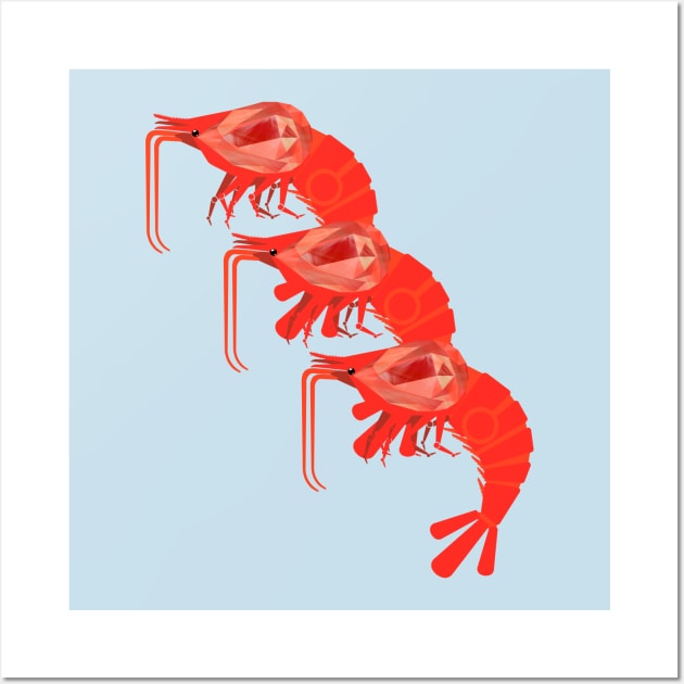 Cherry Shrimp - Ruby Wall Art by Aline Eg